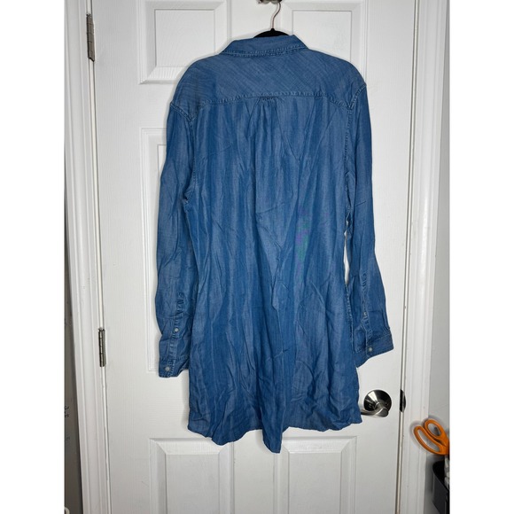 UNTUCKIT NWOT Chambray Denim Shirt Dress Pockets Size 16 100% Tencel - Picture 2 of 4